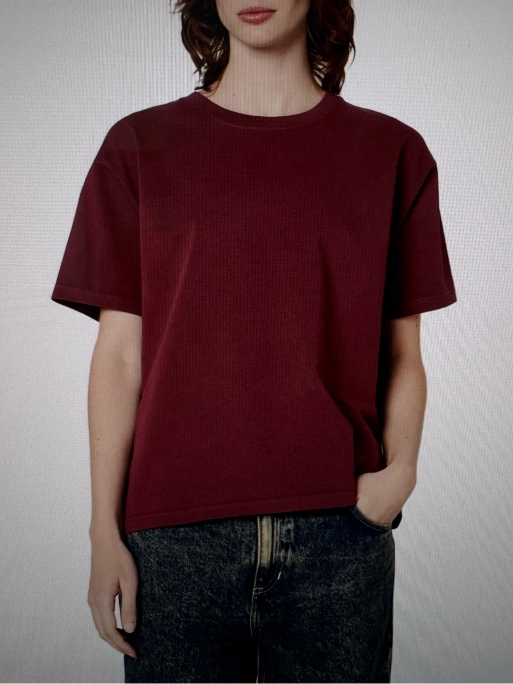 American Vintage Short Sleeve Tee - Burgundy size M